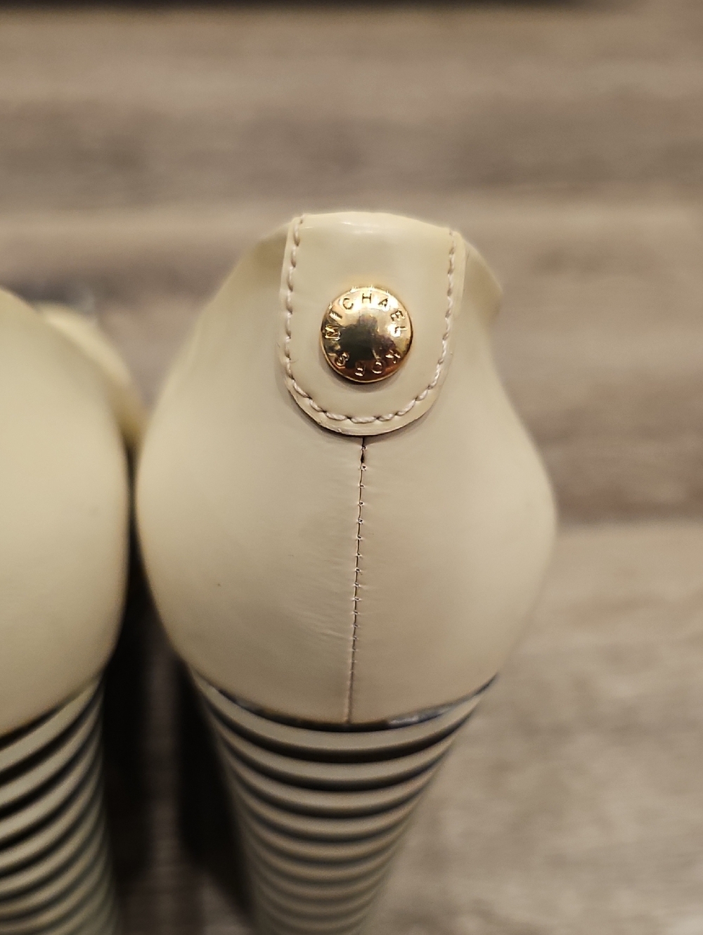 [Like NEW] MICHAEL KORS Navy & White Striped Platform Peep Toe Wedges SZ 6.5 - Picture 5 of 9
